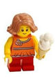 Child girl with medium nougat short swept sideways hair and red short legs - twn376