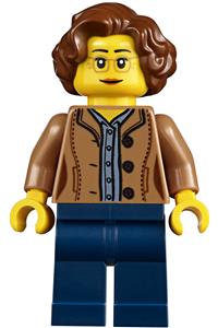 Female Minifigure - Female, Short Reddish Brown Hair, Medium Nougat Glasses and Shirt, Dark Blue Legs - twn384