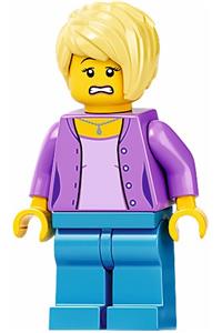 Female with Medium Lavender Jacket, Medium Blue Legs, Bright Light Yellow Hair twn394