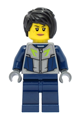 Female submarine pilot with black hair wearing a flat silver and dark blue jacket - twn428