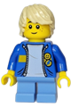 Child Boy, Blue Jacket with Bright Light Blue Shirt, Medium Blue Short Legs, Tan Tousled Hair - twn436