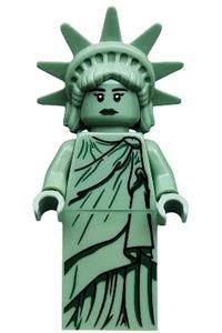 Lady Liberty Minifigure - Lady Liberty with hard plastic hair wearing a tiara - twn443