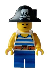 Child, Tank Top with Blue and White Stripes, Blue Medium Legs, Pirate Bicorn twn450