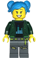 Poppy Starr wearing a dark green hoodie and dark bluish gray legs - twn475