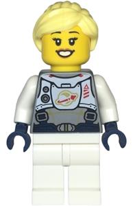 Astronaut - Female, Flat Silver Spacesuit with Harness and White Panel with Classic Space Logo, Bright Light Yellow Hair twn478