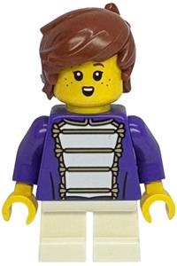 Shopping Street Child Boy - Boy wearing a dark purple marching band jacket, white short legs, and reddish brown hair - twn534