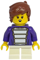 Boy wearing a dark purple marching band jacket, white short legs, and reddish brown hair - twn534