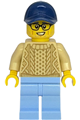 Male Shopping Street Furniture Mover wearing a tan sweater, bright light blue legs, and a dark blue cap - twn538