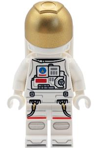 Space Shuttle Astronaut Minifigure - Male space shuttle astronaut wearing a white suit with a blue logo and a balaclava - twn555