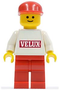 Velux Sticker on White Torso, Red Legs, Red Cap vel001