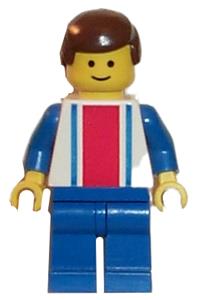 Vertical Lines Red & Blue - Blue Arms - Blue Legs, Brown Male Hair ver001