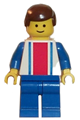 Vertical Lines Red & Blue - Blue Arms - Blue Legs, Brown Male Hair - ver001