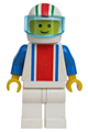 Vertical Lines Red & Blue - Blue Arms - White Legs, White Red/Green Striped Helmet, Trans-Light Blue Visor - ver012