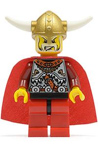 Viking Red Chess King Minifigure - Viking red chess king with horns glued to helmet - vik026