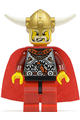 Viking red chess king with horns glued to helmet - vik026