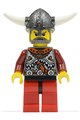 Red Viking chess bishop with horns glued to helmet - vik032