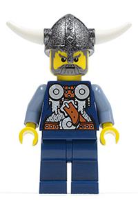 Viking Blue Chess Bishop Minifigure - Blue chess bishop Viking with horns glued to helmet - vik033