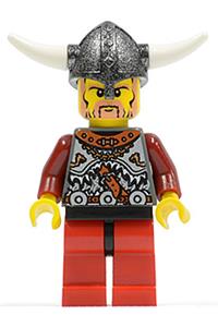 Viking Red Chess Pawn Minifigure - Red Viking chess pawn with horns glued to helmet - vik034