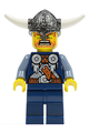 Blue Viking chess pawn with horns glued to the helmet - vik035