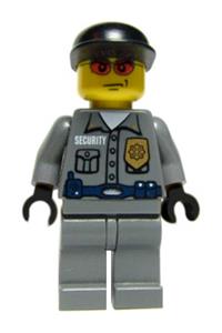 Security Guard Minifigure - Security guard police minifigure with dark gray legs and a dark blue cap - wc003