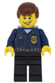 Police - World City Patrolman, Dark Blue Shirt with Badge and Radio, Black Legs, Brown Male Hair, Smile - wc009