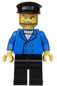 Hovercraft Pilo Minifigure - Pilot of a hovercraft wearing a blue jacket and a black hat - wc010