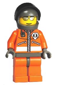 Coast Guard World City - Orange Jacket with Zipper, Silver Sunglasses, Dark Bluish Gray Helmet, Dark Gray Hands wc019
