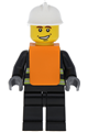 Fire - Reflective Stripes, Black Legs, White Fire Helmet, Smile, Orange Vest - wc024