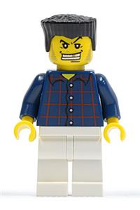 Male in Plaid Button Shirt - Minifigure wearing a plaid button shirt with white legs - wc028