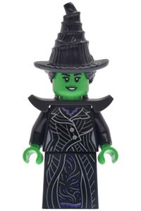 Elphaba - Elphaba wearing a black coat over a dress, hat, and shoulder pads - wck013