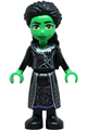 Elphaba mini doll wearing a black coat over a dress - wck022