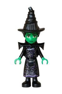 Elphaba - Elphaba mini-doll wearing a black dress, hat, and shoulder pads - wck025