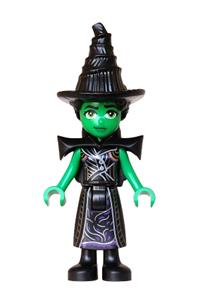Elphaba - Elphaba wearing a hat, black coat over dress, and shoulder pads - wck028