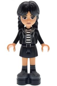 Wednesday Addams - Wednesday Addams wearing a black hoodie, skirt, and platform soles - wed006