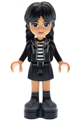 Wednesday Addams wearing a black hoodie, skirt, and platform soles - wed006