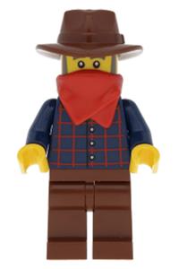 Gold Prospector Minifigure - Gold prospector wearing a reddish brown fedora - ww025