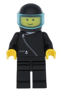 Jacket with Zipper - Black, Black Legs, Black Helmet, Trans-Light Blue Visor zip003