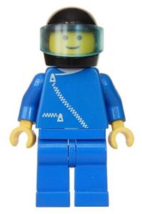 Boat Firefighter with Helmet - Minifigure with a blue jacket with zipper, blue legs, black helmet, and a translucent-light blue visor - zip024