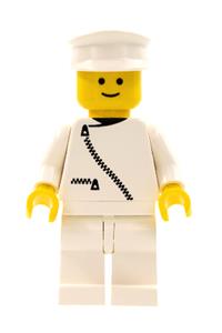 Ambulance Driver Minifigure - Ambulance driver with white cap and jacket with zipper, wearing white legs - zip028