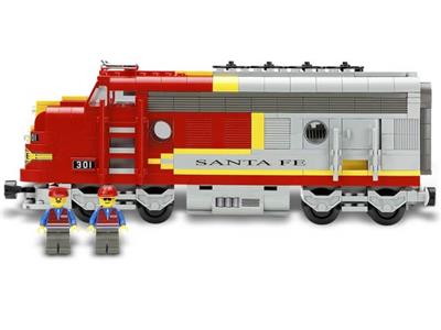 santa fe super chief 10020 bleu blanc . moc lego train rare