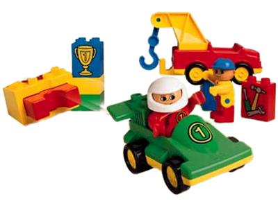 1x Lego Duplo Veicolo Corsa Verde Giallo Auto Automobile Nr.1 2674 2599 