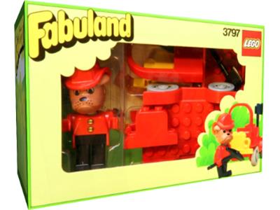 Lego x581c06 Fabuland Personnage Figure Chien Bulldog Fire Man Pompier 3682 3797 