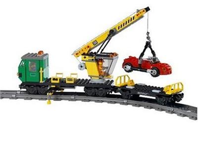 Used 1 X LEGO CITY 7898 CARGO TRAIN DELUXE crane trailer Left 