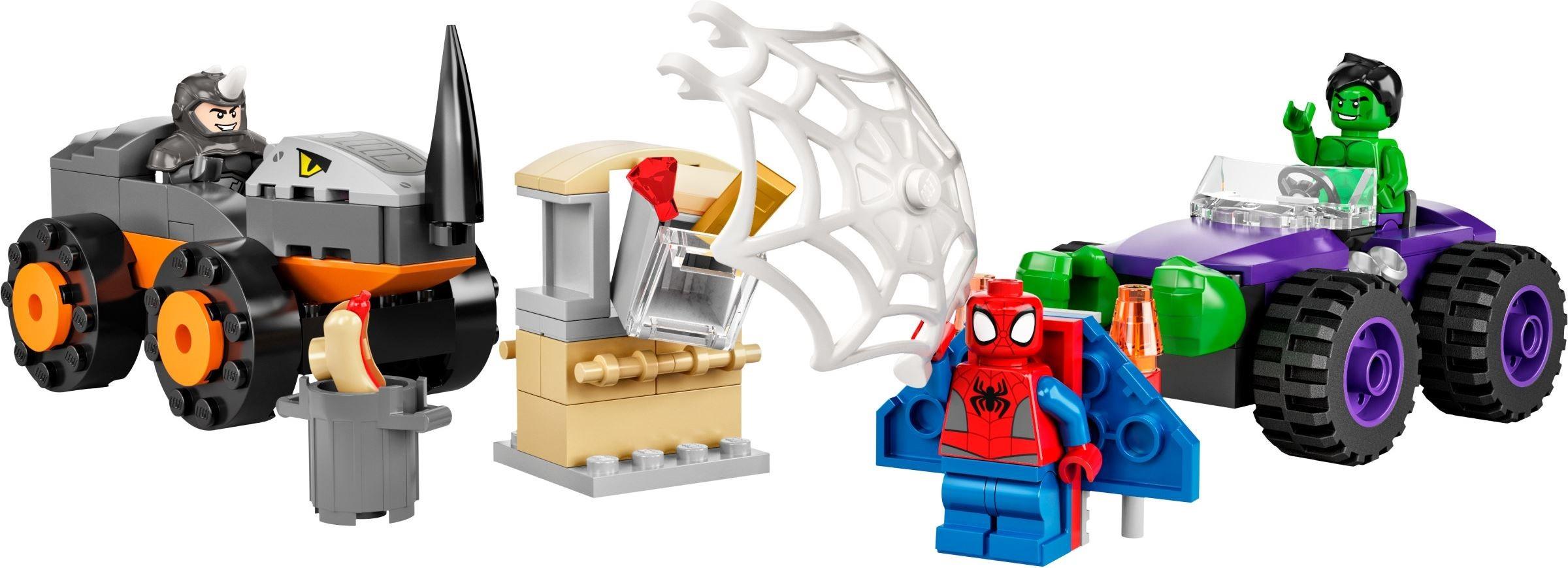 Rhino Truck Showdown 10782 Building Kit; Playset Comes with 2 LEGO Spider-Man Vehicles; Birthday Gift for Kids Aged 4+ LEGO Marvel Spidey and His Amazing Friends Hulk vs 110 Pieces 