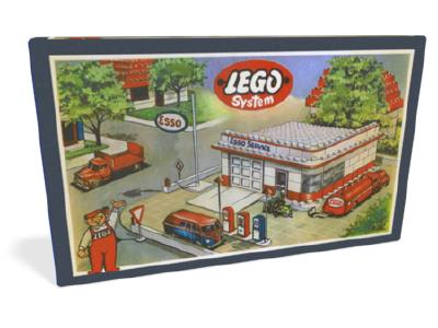 Lego Vintage 60's Wooden Storage Box W/ Legos some of Esso Service Station