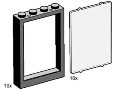 3448 LEGO 1x4x5 Black Window Frames with Clear Panes thumbnail image