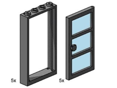 3449 LEGO 1x4x6 Black Door and Frames with Transparent Blue Panes thumbnail image