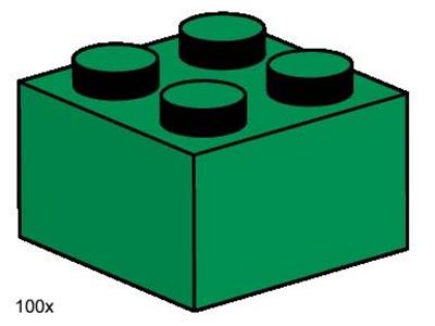 3456 LEGO 2x2 Dark Green Bricks