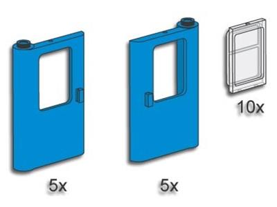 3736 LEGO Blue Train Doors with Panes
