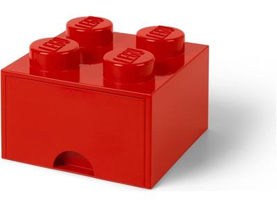 Lego Desk Drawer 4 Knobs Stackable Storage Box | Red